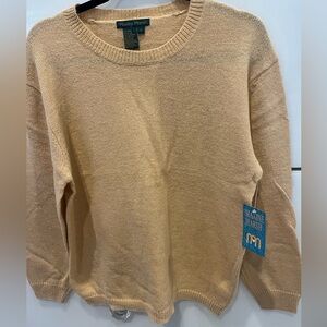 NWT 90’s Tan Maxine Marsh Vintage Hand-loomed Crew Neck Soft ladies Sweater QVC